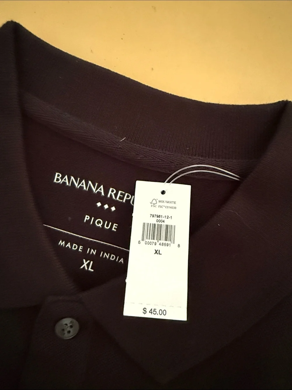 Banana Republic Black Pique Polo Shirt